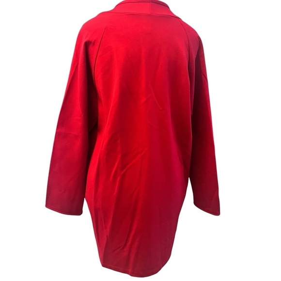 Clara Sun Woo Open Jacket Coat Size XL Red Stretch Ponte Knit Pockets - Picture 3 of 6